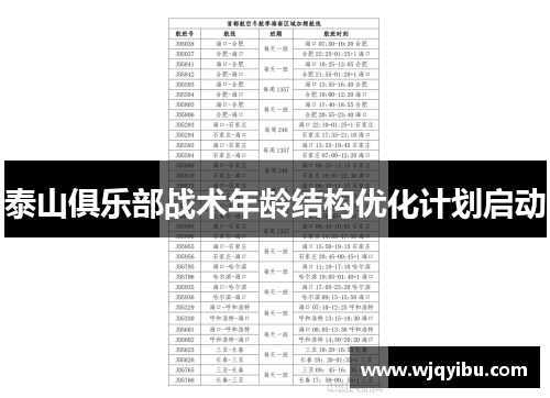 泰山俱乐部战术年龄结构优化计划启动